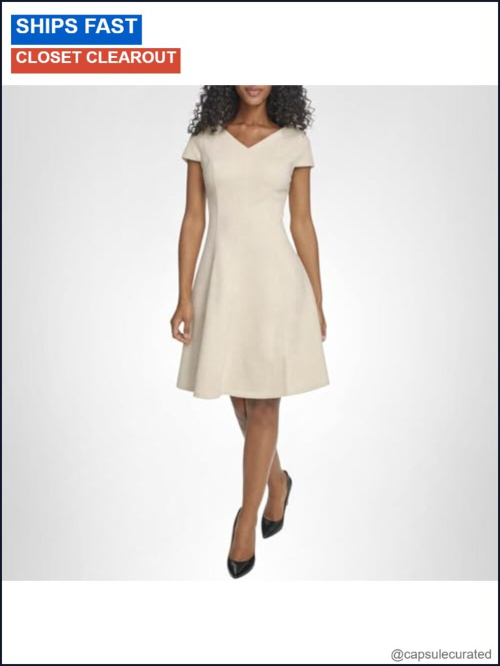 V-Neck A-line Mini Dress Short Sleeve Polyester Spandex
